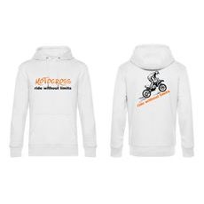 PÁNSKÁ MIKINA S KAPUCÍ A MOTIVEM MOTOCROSS 1 - BÍLÁ