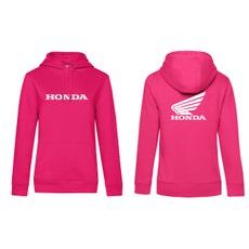 DÁMSKÁ MIKINA S KAPUCÍ A MOTIVEM HONDA 1 - TMAVĚ RŮŽOVÁ
