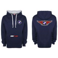 PÁNSKÁ MIKINA S KAPUCÍ A MOTIVEM BMW POWER - TMAVĚ MODRÁ