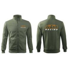 PÁNSKÁ MIKINA NA ZIP S MOTIVEM KTM RACING 1 - KHAKI