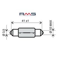 ŽÁROVKA RMS 246510145 12V 15W, T15X44 S8.5 BÍLÁ