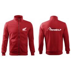 PÁNSKÁ MIKINA NA ZIP S MOTIVEM HONDA TRANSALP - ČERVENÁ