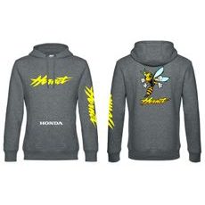 PÁNSKÁ MIKINA S KAPUCÍ A MOTIVEM HONDA HORNET - TMAVĚ ŠEDÁ