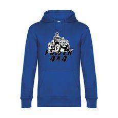 PÁNSKÁ MIKINA S KAPUCÍ A MOTIVEM 4X4 POWER - KRÁLOVSKY MODRÁ