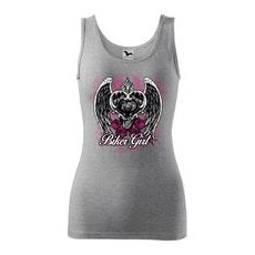 DÁMSKÉ TÍLKO S MOTIVEM BIKER GIRL - ŠEDÉ