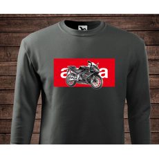PÁNSKÁ MIKINA S MOTIVEM APRILIA RS4 - TMAVĚ ŠEDÁ