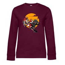 DÁMSKÁ MIKINA S MOTIVEM MOTOCROSS - VÍNOVÁ