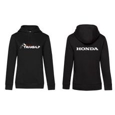 DÁMSKÁ MIKINA S KAPUCÍ A MOTIVEM HONDA TRANSALP - ČERNÁ