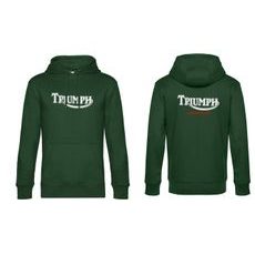 PÁNSKÁ MIKINA S KAPUCÍ A MOTIVEM TRIUMPH - ZELENÁ