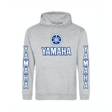 PÁNSKÁ MIKINA S KAPUCÍ A MOTIVEM YAMAHA - SVĚTLE ŠEDÁ