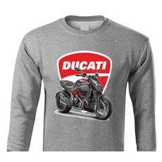 PÁNSKÁ MIKINA S MOTIVEM DUCATI DIAVEL - SVĚTLE ŠEDÁ