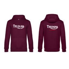 PÁNSKÁ MIKINA S KAPUCÍ A MOTIVEM TRIUMPH - VÍNOVÁ