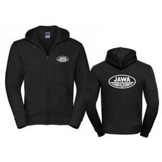 PÁNSKÁ MIKINA NA ZIP S KAPUCÍ A MOTIVEM JAWA - ČERNÁ