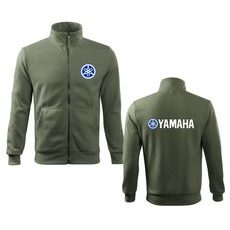 PÁNSKÁ MIKINA NA ZIP S MOTIVEM YAMAHA - KHAKI