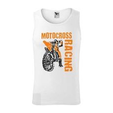PÁNSKÉ TÍLKO S MOTIVEM MOTOCROSS RACING - BÍLÉ