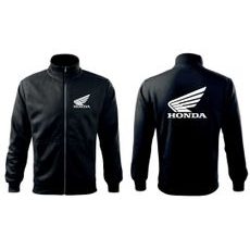 PÁNSKÁ MIKINA NA ZIP S MOTIVEM HONDA - ČERNÁ