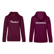 DÁMSKÁ MIKINA S KAPUCÍ A MOTIVEM HONDA TRANSALP - BORDÓ