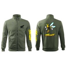 PÁNSKÁ MIKINA NA ZIP S MOTIVEM HONDA HORNET - KHAKI