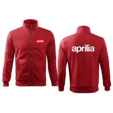 PÁNSKÁ MIKINA NA ZIP S MOTIVEM APRILIA - ČERVENÁ