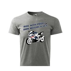 PÁNSKÉ TRIKO S MOTIVEM BMW MOTORCYCLES RACING - ŠEDÉ