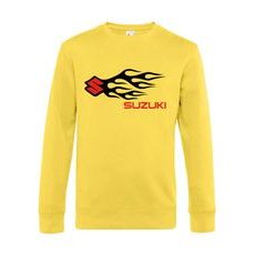 PÁNSKÁ MIKINA S MOTIVEM SUZUKI FLAMES - ŽLUTÁ