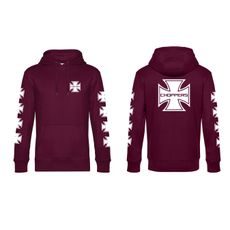 PÁNSKÁ MIKINA S KAPUCÍ A MOTIVEM CHOPPERS - VÍNOVÁ