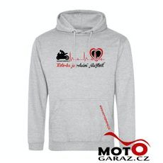 MIKINA S KAPUCÍ MOTORKA JE SRDEČNÍ ZÁLEŽITOST ® SVĚTLE ŠEDÝ MELÍR PÁNSKÁ