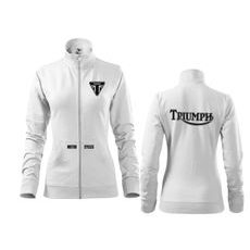 DÁMSKÁ MIKINA NA ZIP S MOTIVEM TRIUMPH - BÍLÁ