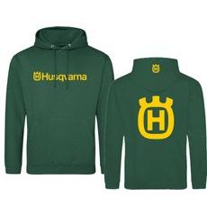 PÁNSKÁ MIKINA S KAPUCÍ A MOTIVEM HUSQVARNA - ZELENÁ