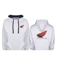 PÁNSKÁ MIKINA S KAPUCÍ A MOTIVEM HONDA - ŠEDÁ