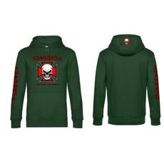 PÁNSKÁ MIKINA S KAPUCÍ A MOTIVEM CHOPPERS RIDE LOUD - ZELENÁ