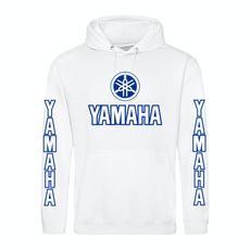 PÁNSKÁ MIKINA S KAPUCÍ A MOTIVEM YAMAHA - BÍLÁ