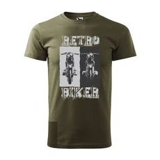 PÁNSKÉ TRIKO S MOTIVEM RETRO BIKER - MILITARY