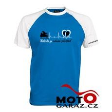 TRIKO MOTORKA JE SRDEČNÍ ZÁLEŽITOST ® BÍLO/MODRÉ PÁNSKÉ