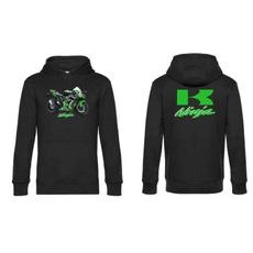 PÁNSKÁ MIKINA S KAPUCÍ A MOTIVEM KAWASAKI NINJA - ČERNÁ