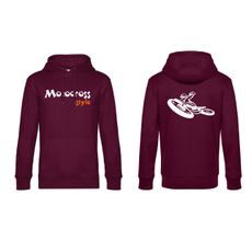 PÁNSKÁ MIKINA S KAPUCÍ A MOTIVEM MOTOCROSS - VÍNOVÁ