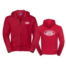 PÁNSKÁ MIKINA NA ZIP S KAPUCÍ A MOTIVEM JAWA - ČERVENÁ