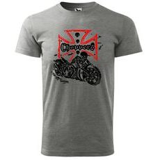 PÁNSKÉ TRIKO S MOTIVEM CHOPPERS OLD SCHOOL - TMAVĚ ŠEDÉ
