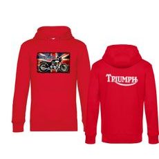 PÁNSKÁ MIKINA S KAPUCÍ A MOTIVEM TRIUMPH FLAG - ČERVENÁ