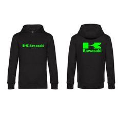 PÁNSKÁ MIKINA S KAPUCÍ A MOTIVEM KAWASAKI 1 - ČERNÁ