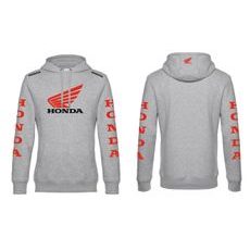 PÁNSKÁ MIKINA S KAPUCÍ A MOTIVEM HONDA 2 - SVĚTLE ŠEDÁ