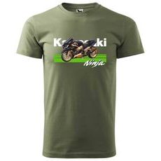 PÁNSKÉ TRIKO S MOTIVEM KAWASAKI NINJA - KHAKI