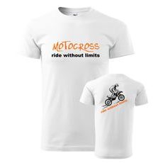 PÁNSKÉ TRIKO S MOTIVEM MOTOCROSS RIDE WITHOUT LIMITS - BÍLÉ