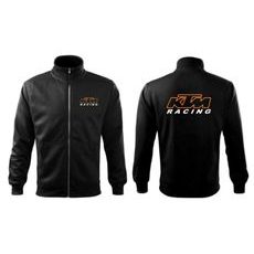 PÁNSKÁ MIKINA NA ZIP S MOTIVEM KTM RACING 1 - ČERNÁ
