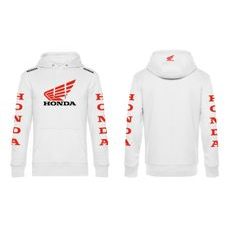 PÁNSKÁ MIKINA S KAPUCÍ A MOTIVEM HONDA 2 - BÍLÁ