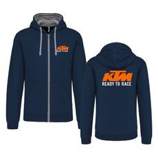 PÁNSKÁ MIKINA NA ZIP S KAPUCÍ A MOTIVEM KTM - TMAVĚ MODRÁ