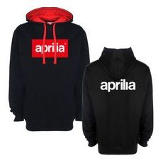 PÁNSKÁ MIKINA S KAPUCÍ A MOTIVEM APRILIA - ČERNÁ