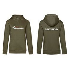 DÁMSKÁ MIKINA S KAPUCÍ A MOTIVEM HONDA TRANSALP - KHAKI