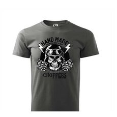 PÁNSKÉ TRIKO S MOTIVEM CHOPPERS HAND MADE - ŠEDÉ