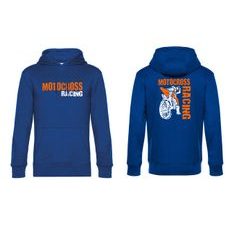 PÁNSKÁ MIKINA S KAPUCÍ A MOTIVEM MOTOCROSS RACING - KRÁLOVSKY MODRÁ